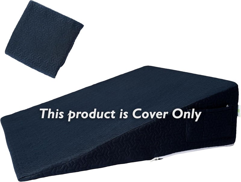 MEOVEN Wedge Pillow Cover for 26x25x7.5 Bed Wedge Pillow, Hypoallergenic, Replacement Pillowcase Cover with Zipper & Pockets, Navy Blue - Image 4